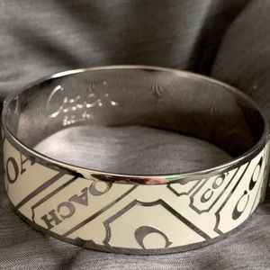 Coach Bangle Bracelet in silver & white